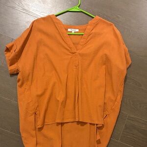 Madewell Orange V-Neck Blouse